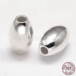 Oval 925 Sterling Silver Beads, Silver, 10x6mm, Hole: 2mm, about 35pcs/20g(STER-F012-19D)
