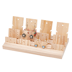 3-Slot Wood Earring Display Stands, for Dangle Earring Organizer Holder, with 12Pcs 3 Styles Display Cards, Rectangle, Moccasin, Finished Product: 12.5x25x8.5cm, about 13pcs/set(EDIS-WH0012-85)