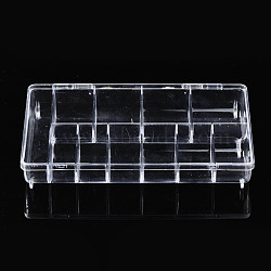 Polystyrene Bead Storage Containers, with Cover and 11 Grids, for Jewelry Beads Small Accessories, Rectangle, Clear, 2.02x11.9x3.3cm(CON-T002-04)