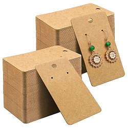 Kraft Paper Single Earring Display Cards with Hanging Hole, Rectangle, Wheat, 9x5cm(PW-WG89837-03)
