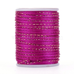Polyester Cord, with Gold Metallic Cord, Chinese Knotting Cord, Medium Violet Red, 1.5mm, about 4.37 yards(4m)/roll(OCOR-G006-01-1.5mm-12)