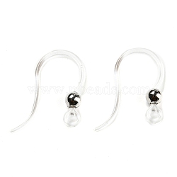 Resin Earring Hooks, Ear Wire, Flat French Hooks with Ball, Clear, 15x12mm, Pin: 0.8mm(X1-FIND-H046-03)