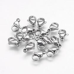 304 Stainless Steel Lobster Claw Clasps, Stainless Steel Color, 11x7x3.5mm, Hole: 1mm(STAS-F125-11x7mm-P)