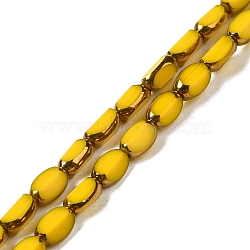 Electroplate Opaque Color Glass Beads Strands, Faceted, Oval, Gold, 7x4.5x3.5mm, Hole: 1mm, about 50pcs/strand, 12.99''(33cm)(EGLA-Q127-A01-02B)