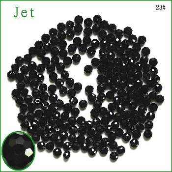 Imitation Austrian Crystal Beads, Grade AAA, Faceted, Rondelle, Black, 4x3mm, Hole: 0.7~0.9mm