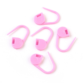 Eco-Friendly ABS Plastic Knitting Crochet Locking Stitch Markers Holder, Pearl Pink, 22x11x3mm, Pin: 1mm