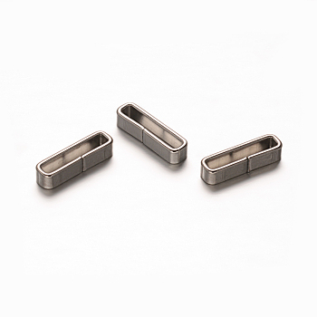 Rectangle 201 Stainless Steel Slide Charms, Stainless Steel Color, 12x3x2.5mm, Hole: 2x10.5mm