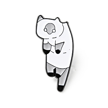 Cartoon Cat Enamel Pin, Light Gold Plated Alloy Badge for Backpack Clothes, White, 28x15x1.3mm