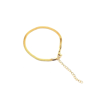 3mm 304 Stainless Steel Flat Snake Dome Herringbone Chain Link Bracelet for Men Women, Golden, 6.46~6.57 inch(16.4~16.7cm)