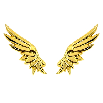 Metal Sticker, for Vehicle Decoration, Wings, Golden, 140x48x0.7mm