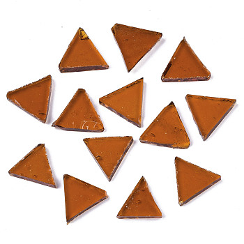 Glass Cabochons, Mosaic Tiles, for Home Decoration or DIY Crafts, Triangle, Saddle Brown, 12x14x3~4mm, about 136pcs/88g