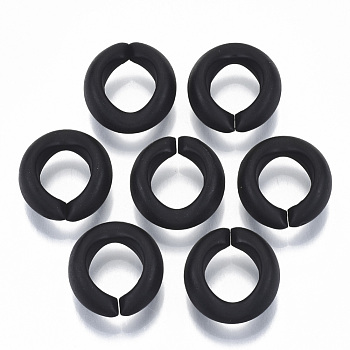 Opaque Spray Painted Acrylic Linking Rings, Quick Link Connectors, for Rolo Chains Making, Frosted, Ring, Black, 20x18x8mm, Inner Diameter: 11.5x9mm, about 435pcs/500g