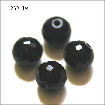 Imitation Austrian Crystal Beads, Grade AAA, Faceted(128 Facets), Round, Black, 10mm, Hole: 0.9~1mm