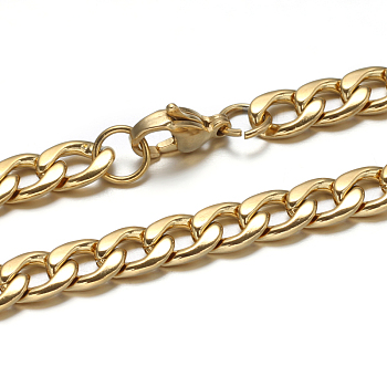 304 Stainless Steel Cuban Link Chain Necklaces and Bracelets Jewelry Sets, with Lobster Claw Clasps, Golden, 23.6 inch(599mm), 210x5mm(8-1/2 inchx1/4 inch)