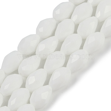 White Teardrop Glass Beads