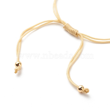 Natural Agate & Brass Clover Beaded Cord Bracelet(BJEW-JB08366-01)-5