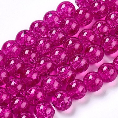 8mm Fuchsia Round Glass Beads