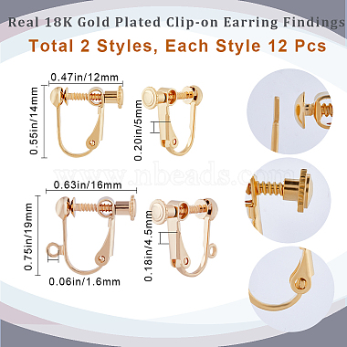 24Pcs 2 Size Brass Screw Clip-on Earring Findings(KK-BBC0008-29)-2