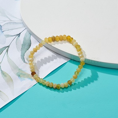 Bracelets extensibles en perles rondelles d'opale jaune naturel pour femmes(BJEW-JB08956-04)-2
