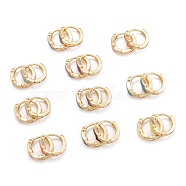 Brass Micro Pave Clear Cubic Zirconia Huggie Hoop Earrings, with Enamel, Lightning Bolt, Real 18K Gold Plated, Mixed Color, 12.5x2~4.5mm, Pin: 0.7mm(EJEW-P187-I)