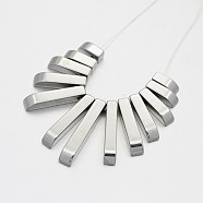 Rectangle Non-magnetic Synthetic Hematite Beads Strands, Graduated Fan Pendants, Focal Beads, Platinum Plated, 12~30x4x4mm, Hole: 1mm, about 13pcs/strand, 1.96 inch(G-D619-01)