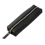 Litchi Print PU Leather Pen Holder Case, Zipper Pen Protector Pouch, Office & School Supplies, Rectangle, Black, 200x70x39mm(AJEW-WH0415-89B)