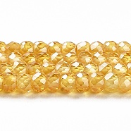 Cubic Zirconia Bead Strands, Faceted Rondelle, Gold, 3x2mm, Hole: 0.6mm, about 164~172pcs/strand, 14.57~14.88 inch(37~37.8cm)(ZIRC-G001-01F)