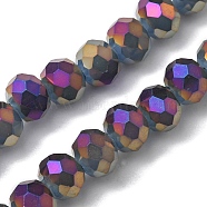 Electroplate Glass Beads Strands, Imitation Jade, Full Rainbow Plated, Faceted, Rondelle, Lavender, 6x5mm, Hole: 1mm, about 85~88pcs/strand, 16.1~16.5 inch(41~42cm)(EGLA-A034-J6mm-G03)