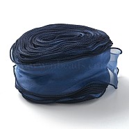 Organza Ribbon, Wired Sheer Chiffon Ribbon, for Package Wrapping, Hair Bow Clips Accessories Making, Prussian Blue, 2-1/8 inch(55mm), about 37.18~38.28 yards(34~35m)/bag(ORIB-B001-07)