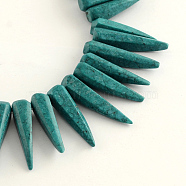 Dyed Synthetical Turquoise Bead Strands, Tusk Shape, Teal, 6~8x24~28mm, Hole: 2mm, about 62pcs/strand, 15.94 inch(TURQ-Q099-23B)