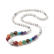 Natural & Synthetic Mixed Gemstone Graduated Beaded Necklace for Women, 21.61 inch(54.9cm)(NJEW-JN04187)