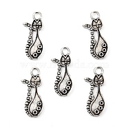 Tibetan Style Alloy Kitten Pendant Settings for Enamel, Cadmium Free & Nickel Free & Lead Free, Cat Shape, Antique Silver Color, 23x10x1mm, Hole: 2mm(PALLOY-A15359-AS-NF)