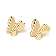 Brass Butterfly Stud Earrings for Women, Real 18K Gold Plated, 22x28.5mm, Pin: 0.8mm(EJEW-P214-10G)