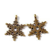 Christmas Snowflake Tibetan Style Alloy Pendants, Cadmium Free & Nickel Free & Lead Free, Antique Bronze, 23x17.5mm, Hole: 1.5mm(MLF0353Y-NF)