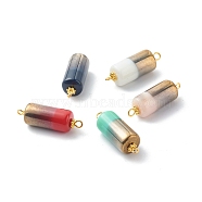 Half Electroplate Opaque Glass Beads Links Connectors, Two Tone, with Tibetan Style Alloy Daisy Spacer Beads and Iron Eye Pin, Column, Mixed Color, Golden, 31.5x10mm, Hole: 1.5mm(PALLOY-JF00818-02)