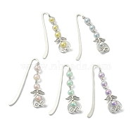 Alloy Hook Bookmarks, with Acrylic Beads, Wing & Heart Pendant Book Marker, Mixed Color, 148~149mm(AJEW-JK00236)