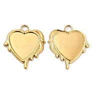 304 Stainless Steel Pendant Cabochon Settings, Melting Heart, Real 18K Gold Plated, Tray: 14x13mm, 21.5x19.5x2mm, Hole: 3mm(STAS-Z041-25G)
