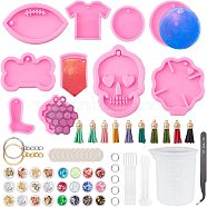 Olycraft DIY Keychain Making, with Pendant Silicone Molds, Nail Art Sequins/Paillette, UV Gel Nail Art Tinfoil, Faux Suede Tassel Pendant, Alloy Split Key Rings, Mixed Color, 42x37x8mm, Hole: 2.5mm, Inner Diameter: 37mm(DIY-OC0002-73)