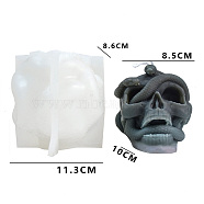 Food Grade DIY Silicone Statue Candle Molds, For Candle Making, Skull, White, 8.6x11.3x9.5cm(PW-WG41168-01)