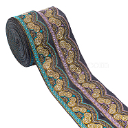 AHANDMAKER 2Rolls 2 Colors Ethnic Style Embroidery Polyester Ribbons, Jacquard Ribbon, Garment Accessories, Single Face Floral Pattern, Mixed Color, 1-3/8 inch(34mm), 7m/roll,  1roll/color(OCOR-GA0001-12)