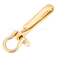PandaHall Elite U-Shaped Brass Key Hook Shanckle Clasps, for Wallet Chain, Key Chain Clasp, Pocket Clip, Golden, 90x24x15mm, 1pc(KK-PH0004-97B)