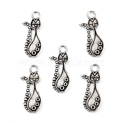 Tibetan Style Alloy Kitten Pendant Settings for Enamel, Cadmium Free & Nickel Free & Lead Free, Cat Shape, Antique Silver Color, 23x10x1mm, Hole: 2mm(PALLOY-A15359-AS-NF)