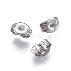 304 Stainless Steel Ear Nuts, Earring Backs, Stainless Steel Color, 6x4.5x3mm, Hole: 0.8mm(STAS-F203-03P)