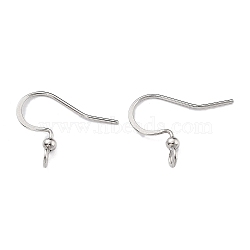 316 Surgical Stainless Steel Earring Hooks, Ear Wire, with Horizontal Loop, Stainless Steel Color, 15x3.5mm, Hole: 2mm, Pin: 17.5x0.5mm(STAS-K274-10P)