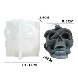 Food Grade DIY Silicone Candle Molds, For Candle Making, Skull, White, 8.6x11.3x9.5cm(PW-WG41168-01)