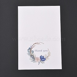 Paper Greeting Card, Word Thank You Rectangle Card, Flower Pattern, 140x94x0.3mm(DIY-WH0386-88B)