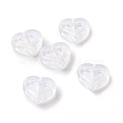 Transparent Acrylic Beads, Glitter Beads, Heart, Ghost White, 12.5x14.5x5mm, Hole: 1.8mm, about 750pcs/500g(OACR-E014-03)