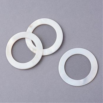 Sea Shell Linking Rings, Ring, Creamy White, 40x2.5~3.5mm