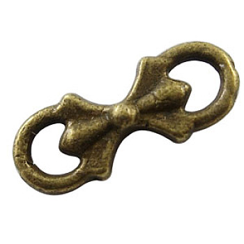 Tibetan Style Bowknot Links connectors, Cadmium Free & Nickel Free & Lead Free, Antique Bronze, 16mm long, 6mm wide, 3.5mm thick hole: 2mm