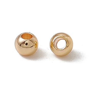 Brass Beads, Long-Lasting Plated, Round, Real 18K Gold Plated, 3x2.5mm, Hole: 1.2mm